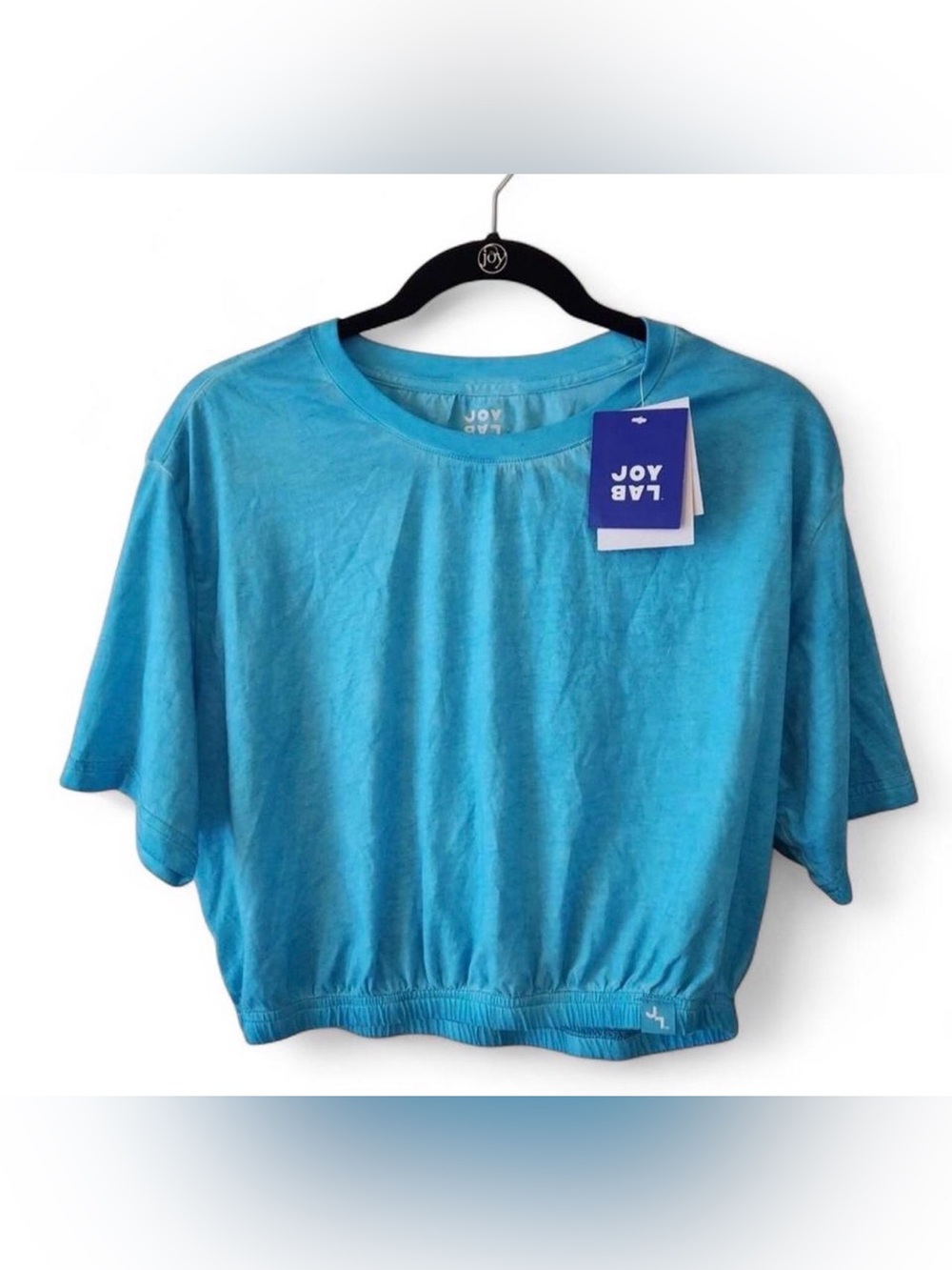 NWT JOY LAB Loose Fit Short-Sleeve Tee Blue Cropped Casual Top sz L ✨